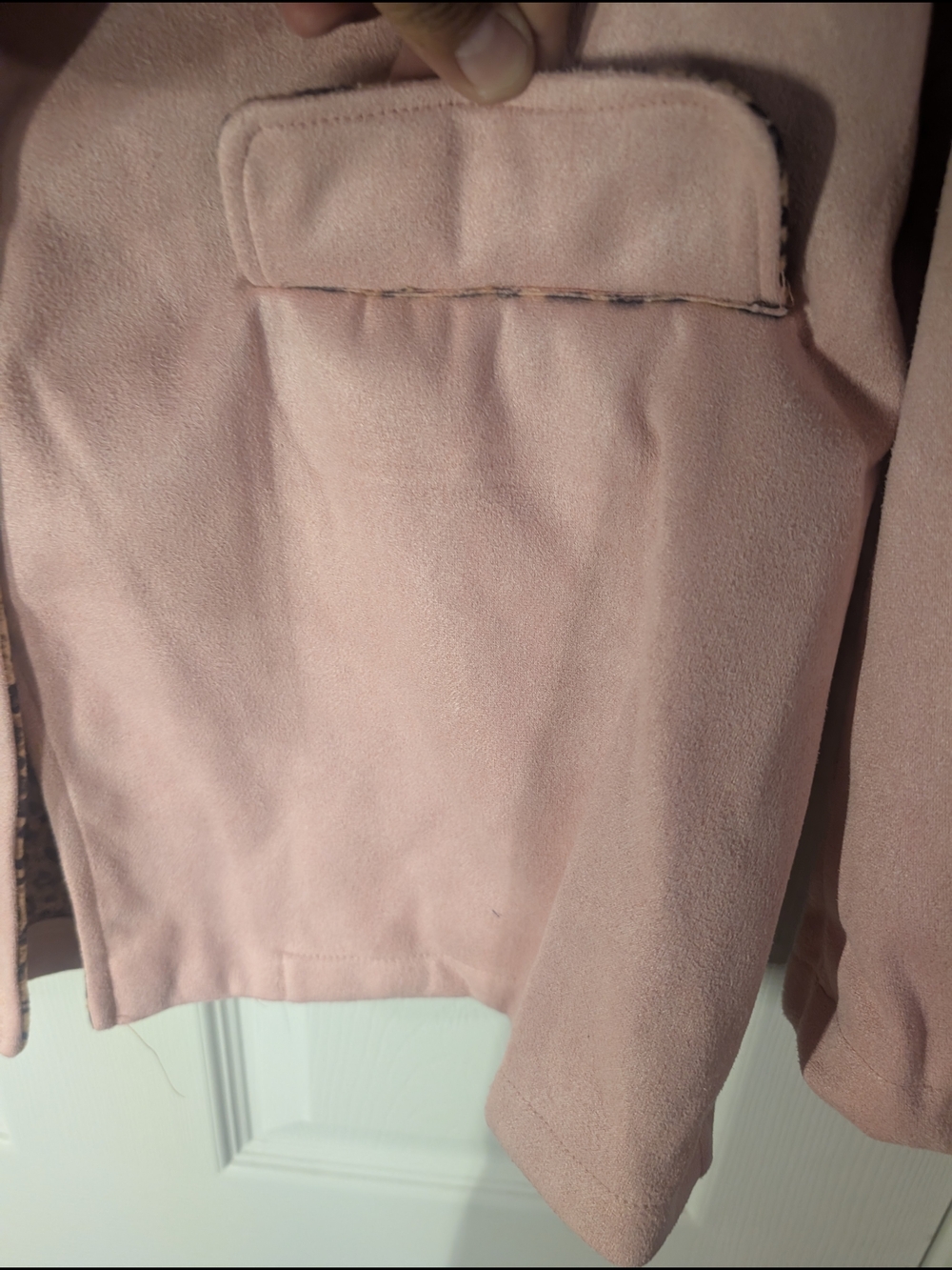 Pink Leopard-Trim Women's Blazer Jacket - Picture 5 of 5